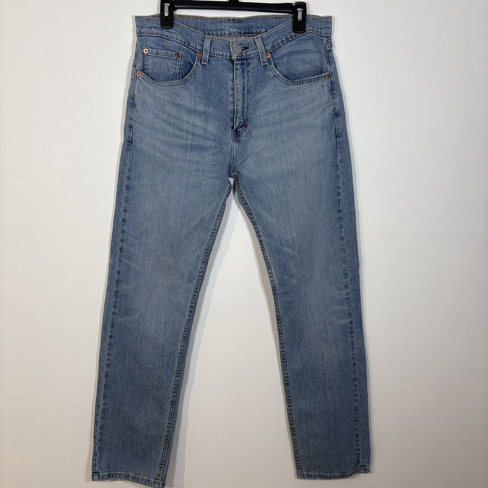 Levi's 505 Men Jeans 32 X 32 Light Blue Denim Regular Fit Straight Leg Worn In